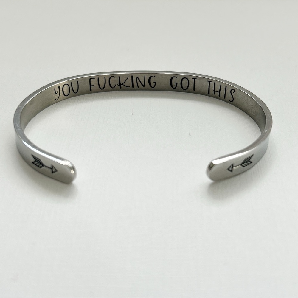 Hidden You Effing Got This Silver Cuff Bracelet